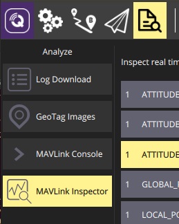 MAVLink inspector menu