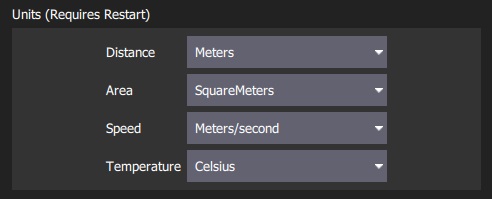 Units settings