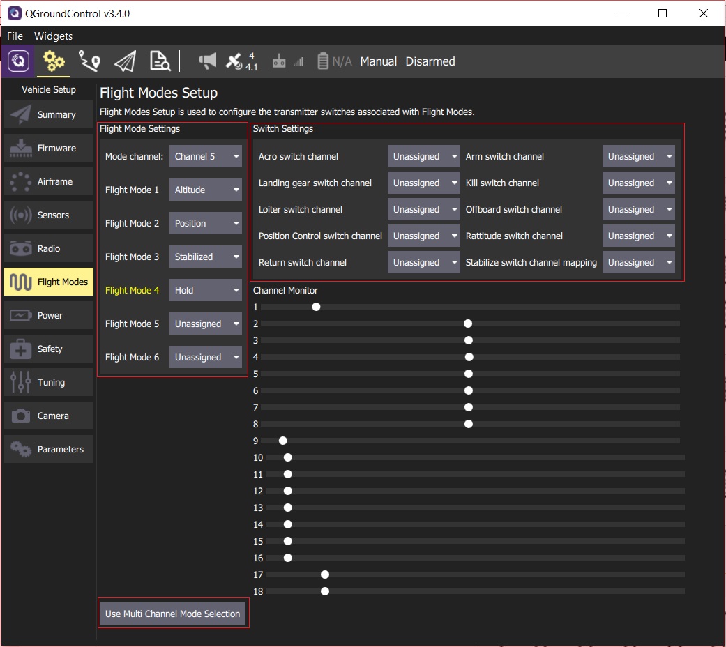 Flight modes multi-channel