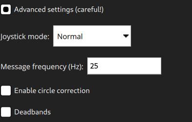 Joystick setup - Advanced Settings