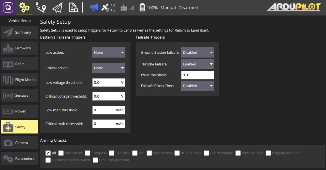 Safety Setup - Rover (Ardupilot)