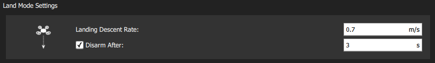 Safety - Land Mode Settings (QGC)