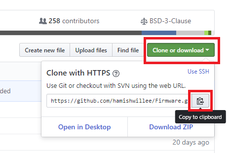 Github Clone or download button